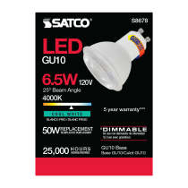 6.5MR16/LED/25'/40K/120V/GU10 - S8678
