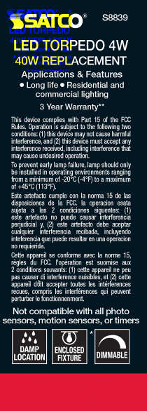 4W CTC/LED/40K/CL/120V - S8839