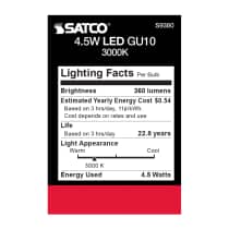 4.5MR16/LED/40'/830/120V/GU10 - S9380