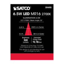 6.5MR16/LED/25'/27K/12V - S9490