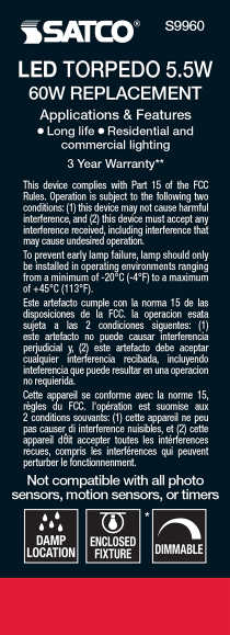 5.5W CTC/LED/27K/CL/120V - S9960