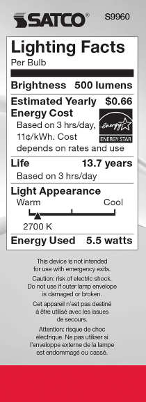 5.5W CTC/LED/27K/CL/120V - S9960