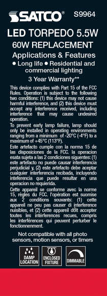 5.5W ETC/LED/27K/CL/120V - S9964