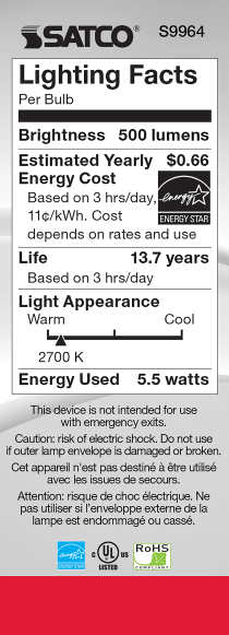 5.5W ETC/LED/27K/CL/120V - S9964
