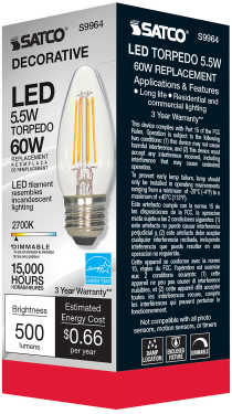 5.5W ETC/LED/27K/CL/120V - S9964