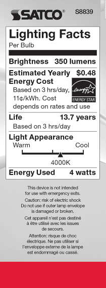 4W CTC/LED/40K/CL/120V - S8839