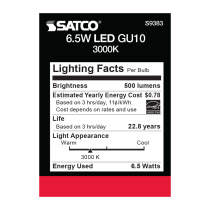 6.5MR16/LED/40'/30K/120V/GU10 - S9383