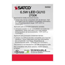 6.5MR16/LED/40'/27K/120V/GU10 - S9382