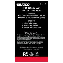 18.5A21/FR/LED/E26/830/120V - S12447
