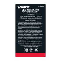 10.5A19/CL/LED/E26/940/120V - S12424