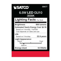 6.5MR16/LED/25'/30K/120V/GU10 - S8677