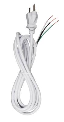8FT WHT #18/3 SVT 105 W/PLUG - 90-2414