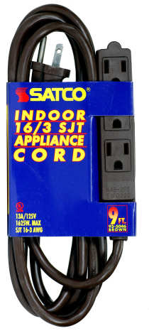 9 FT 16/3 SJT BRN 3 WIRE GRD - 93-5046